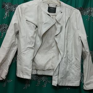 Vintage Cream Zara vegan leather motocross jacket
